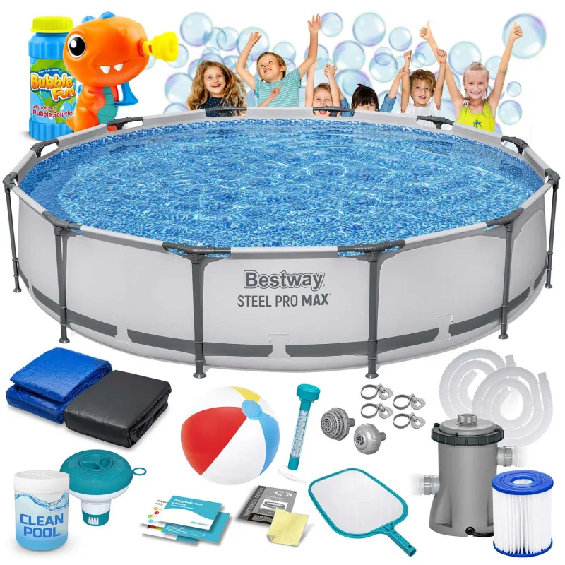 Piscină cu cadru metalic 366 x 76 cm, ideală pentru grădină, 16în1 Bestway 56416