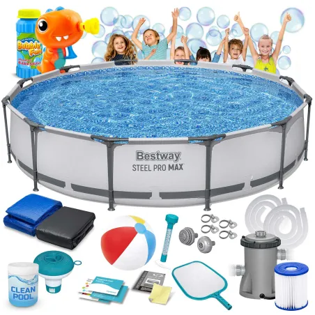 Piscină cu cadru metalic 366 x 76 cm, ideală pentru grădină, 16în1 Bestway 56416