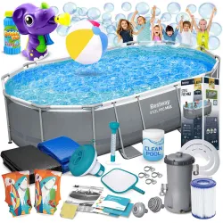Piscină de grădină cu cadru 488 x 305 x 107 cm 18in1 Bestway 56448 + Aparat baloane GRATIS