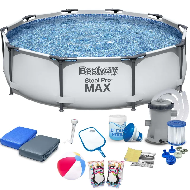 Bestway 56406 piscină cu structură 305 x 76 cm, material durabil, piscină de exterior