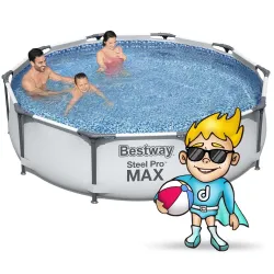 Piscină cu structură 305 x 76 cm, design modern, perfectă pentru exterior