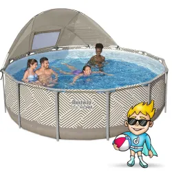 Piscină de Grădină cu Cadru 396 x 107 cm 11în1, perfectă pentru distracția de vară în grădină