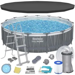 Piscină de grădină cu cadru 457 x 107 cm 13în1, ideală pentru distracție în aer liber