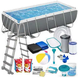 Piscină de grădină cadru 404 x 201 x 100 cm 18in1, material PVC durabil