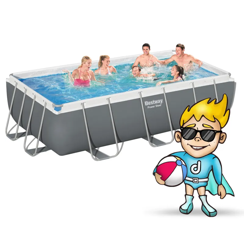 Piscină de grădină cadru 404 x 201 x 100 cm 18in1, albastru elegant pentru exterior