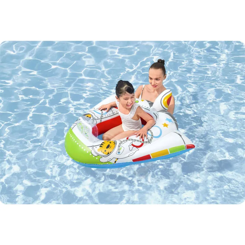 Ponton de plajă în formă de navă spațială, ideal pentru distracție în grădină și pe plajă