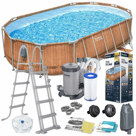 Piscină cu cadru din oțel 610 x 366 x 122 cm, ideală pentru grădină, 13în1 Bestway 56719N