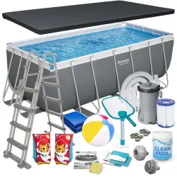 Piscină de grădină cu cadru metalic 412x201x122 cm 17 în 1 Bestway 56456N