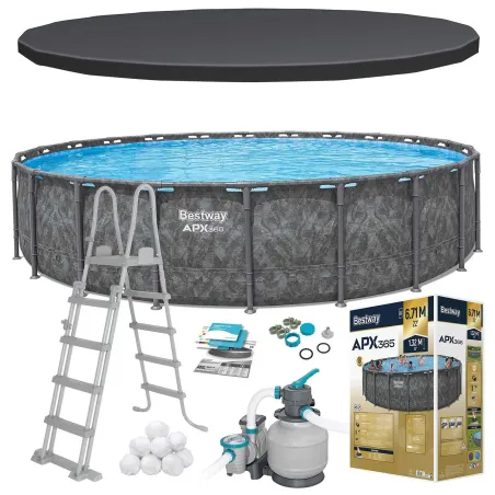 Piscină cu cadru 671 x 132 cm, 11-în-1, perfectă pentru grădină