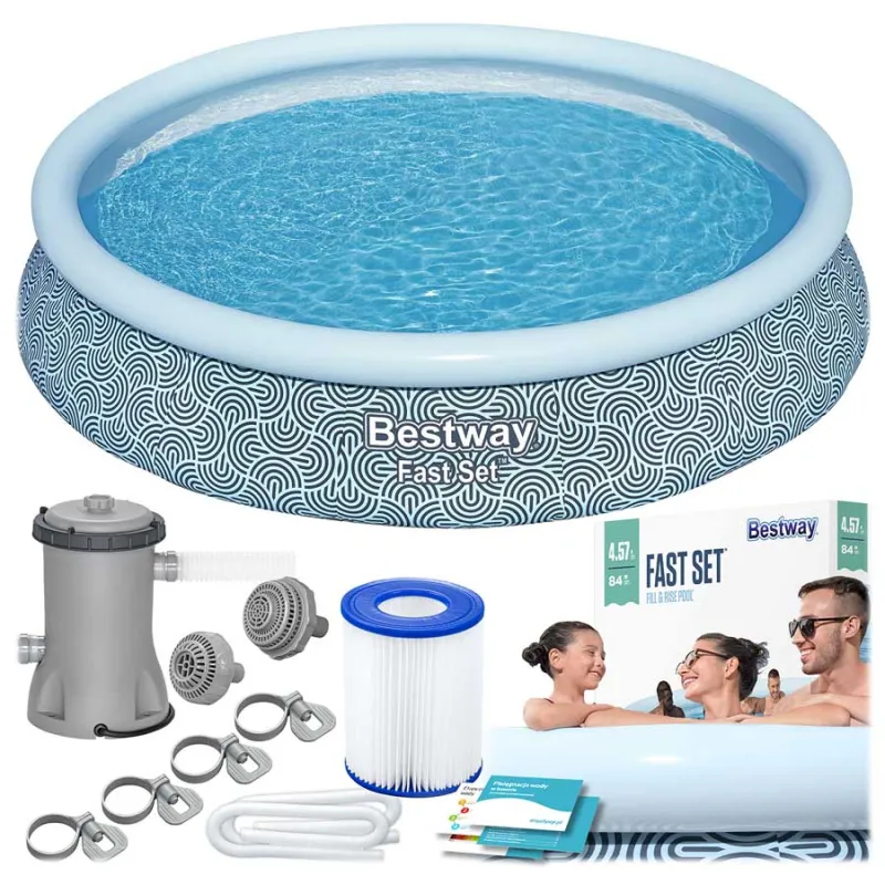 Piscină de grădină 457 x 84 cm, material PVC rezistent, piscină autoportantă