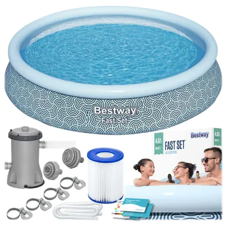 Piscină de grădină 457 x 84 cm, material PVC rezistent, piscină autoportantă