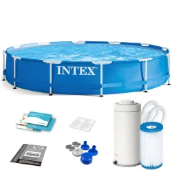 Piscină grădină cu cadru metalic 366 x 76 cm 9in1 INTEX 28212