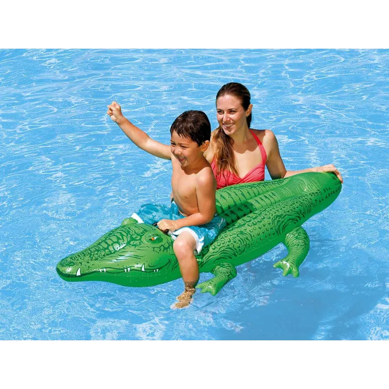 Crocodil verde plutitor, ideal pentru distracție în grădină și piscină