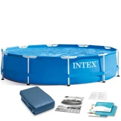 Piscină de grădină cu cadru din oțel 305 x 76 cm set 2-în-1 INTEX 28200