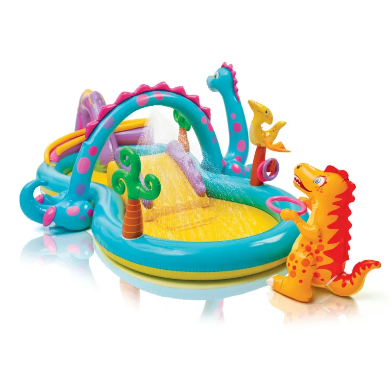 Centru de joacă gonflabil dinozauri, design colorat, pentru copii