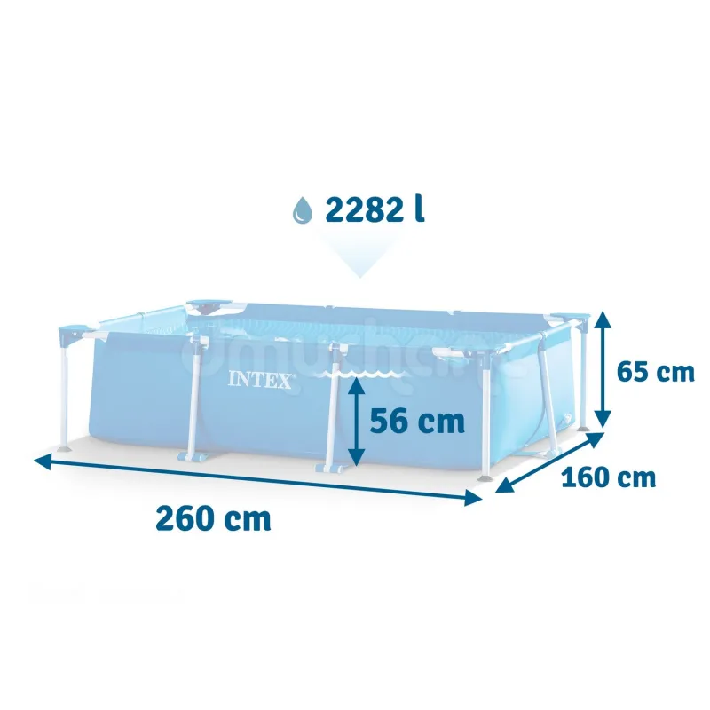 Piscină de grădină din PVC rezistent 260 x 160 x 65 cm pentru familie