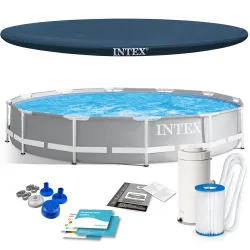 Piscină de grădină cu structură 366 x 76 cm set 4 în 1 INTEX 26712