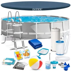 Piscină de grădină cu cadru 427x107 set 17 în 1 pentru distracție în aer liber