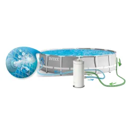 Piscină de grădină cu cadru 427x107 cu accesorii pentru montaj ușor