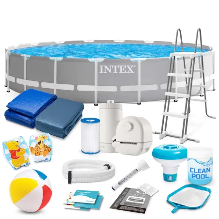 Piscină de grădină cu structură 549 x 122 cm și set 18în1