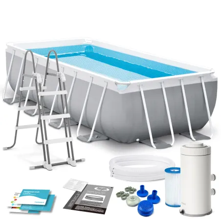 Piscină de grădină cu cadru 400 x 200 x 100 cm set 4în1 pentru exterior