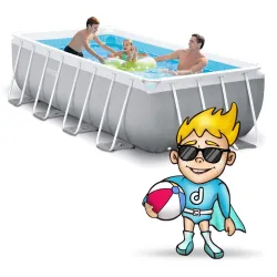 Piscină de grădină albastră 400 x 200 x 100 cm pentru distracție de vară