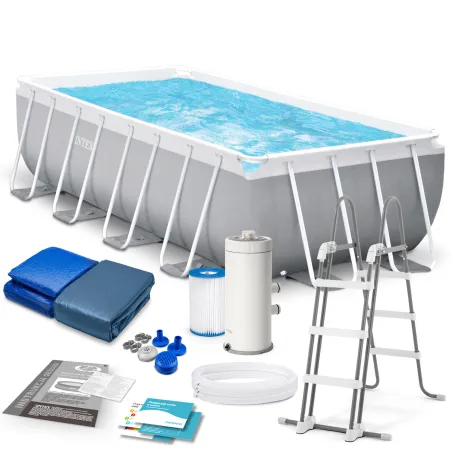 Piscină de grădină cu structură metalică 488 x 244 x 107 cm set 6în1 INTEX 26792
