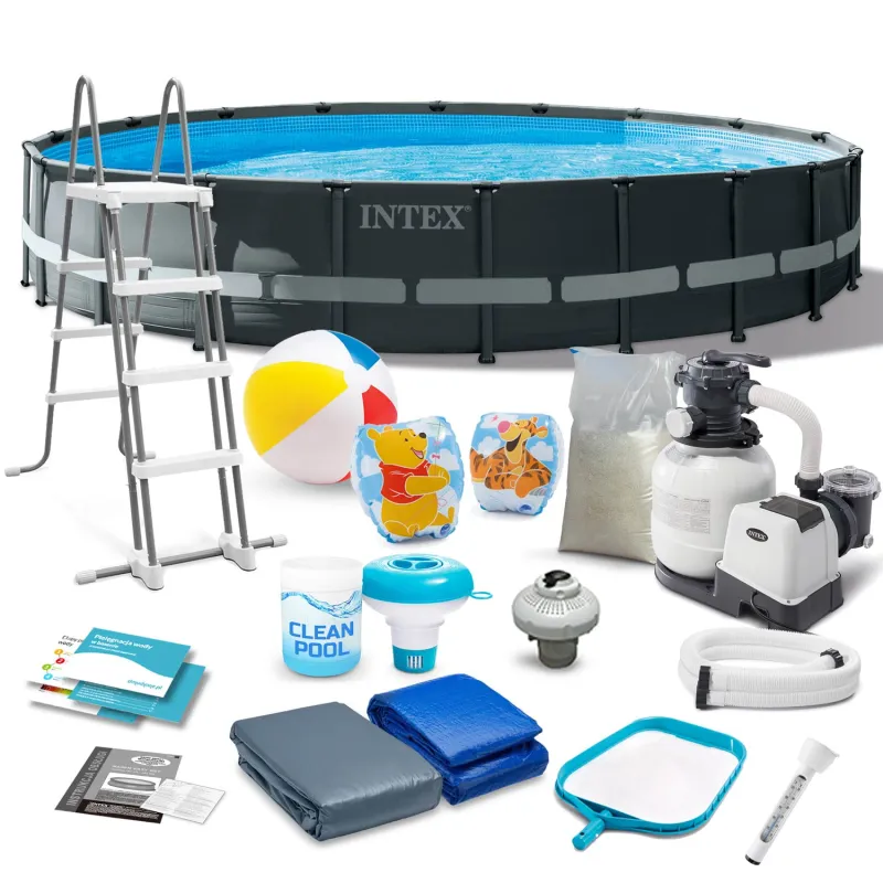 Piscină de grădină cu cadru 610 x 122 cm și 17 accesorii pentru exterior