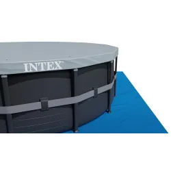 Piscină rotundă cu cadru 732 x 132 cm, culoare albastră pentru exterior