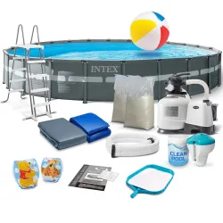 Piscină de grădină cu cadru 732 x 132 cm 17în1 Intex 26340, construcție durabilă