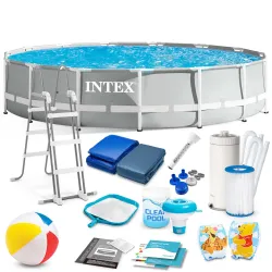 Piscină de grădină cu cadru 457 x 107 cm set 18 în 1 INTEX 26724, construcție durabilă