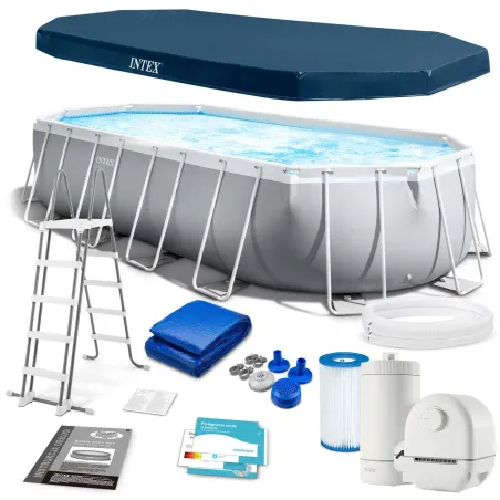 Piscină cu cadru metalic 610 x 305 cm set 12-în-1 INTEX 26798