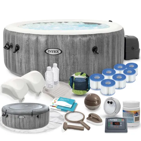 Spa gonflabil cu hidromasaj 196 x 71 cm pentru 4 persoane, accesorii premium INTEX 28440