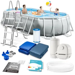 Piscină de grădină gonflabilă 503 x 274 x 122 cm set 12 în 1 din materiale durabile