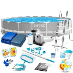 Piscină de grădină cu cadru metalic 610 x 132 cm set 21în1 INTEX 26756