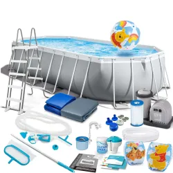 Piscină cu cadru metalic 610 x 305 x 122 cm, set 21în1 INTEX 26798 pentru grădină