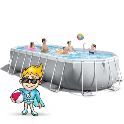 Piscină mare cu cadru metalic 610 x 305 x 122 cm, perfectă pentru vara în grădină