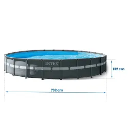Piscină de grădină cu cadru 732 x 132 cm, ideală pentru distracție în familie în aer liber