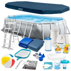 Piscină dreptunghiulară 503x274x122cm cu 18 accesorii, perfectă pentru grădină