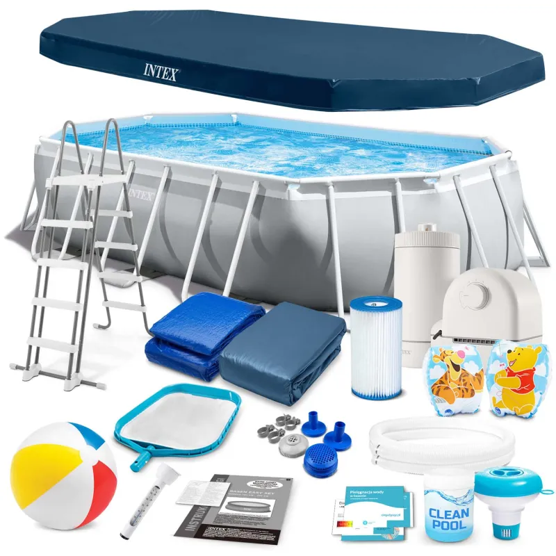 Piscină dreptunghiulară 503x274x122cm cu 18 accesorii, perfectă pentru grădină