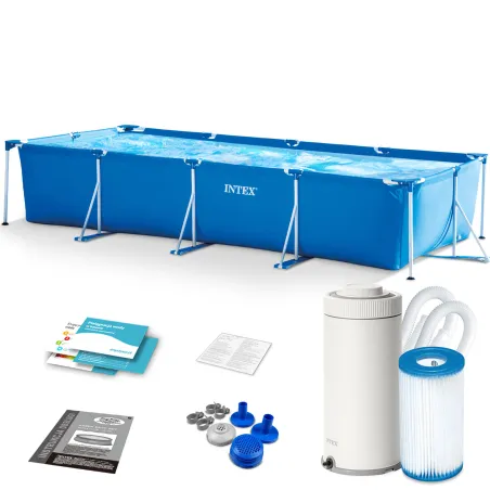 Piscină cu Cadru 450 x 220 x 84 cm 10-în-1 Intex 28274, perfectă pentru distracție în grădină