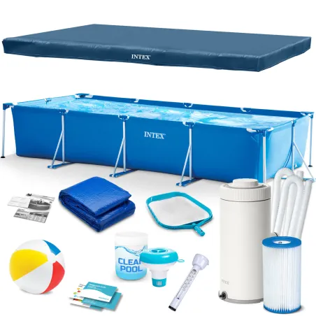Piscină cu Cadru Metalic 450x220x84 cm 16 în 1 Intex 28274 cu structură solidă