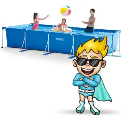 Piscină cu Cadru Metalic 450x220x84 cm 16 în 1 Intex 28274 albastru