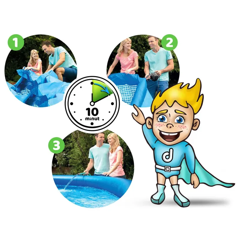 Piscină gonflabilă de grădină 305 x 61 cm din material rezistent, anti-șoc