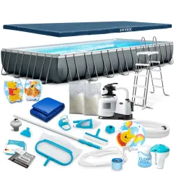 Piscină de grădină 975 x 488 x 132 cm, perfectă pentru distracție în aer liber, construcție durabilă