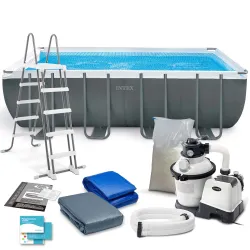 Piscină de grădină cu cadru 549 x 274 x 132 cm, ideală pentru distracție în aer liber, 12în1 INTEX 26356