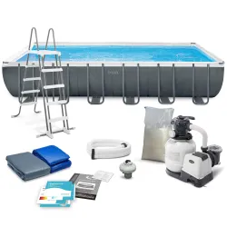Piscină de grădină cu structură 732 x 366 x 132 cm, ideală pentru distracție în aer liber, 10în1 Intex 26364