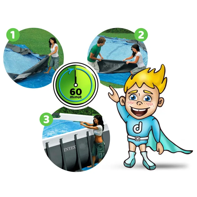 Ideal pentru grădină, piscină de grădină cu structură 732 x 366 x 132 cm, perfectă pentru copii și adulți