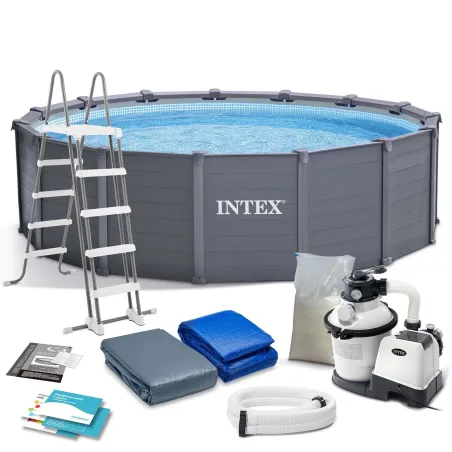Piscină gonflabil de grădină 478 x 124 cm 12în1 INTEX 26384 din material PVC rezistent