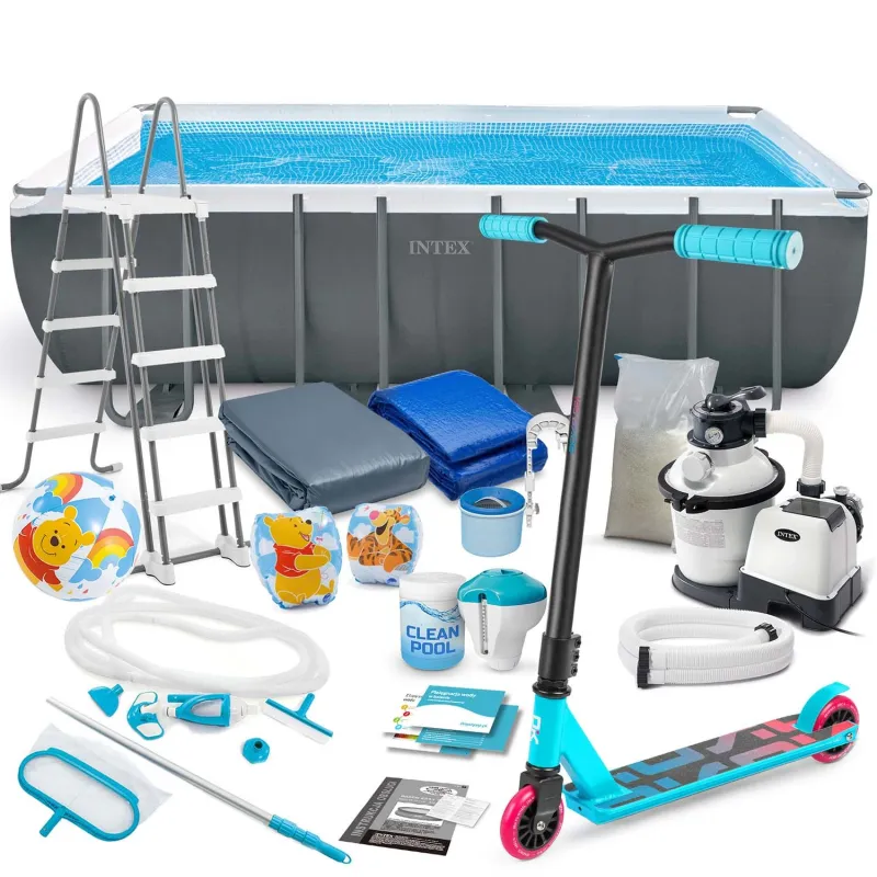 Piscină de grădină cu cadru 549 x 274 x 132 cm, ideală pentru distracție în aer liber, 21în1 INTEX 26356